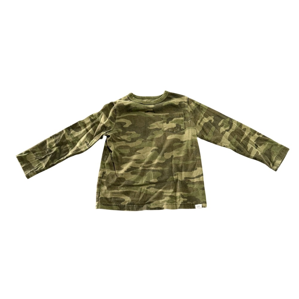 Gap Toddler Boys Green Camo Long Sleeve Pocket T-Shirt Size 5T Camouflage Tee